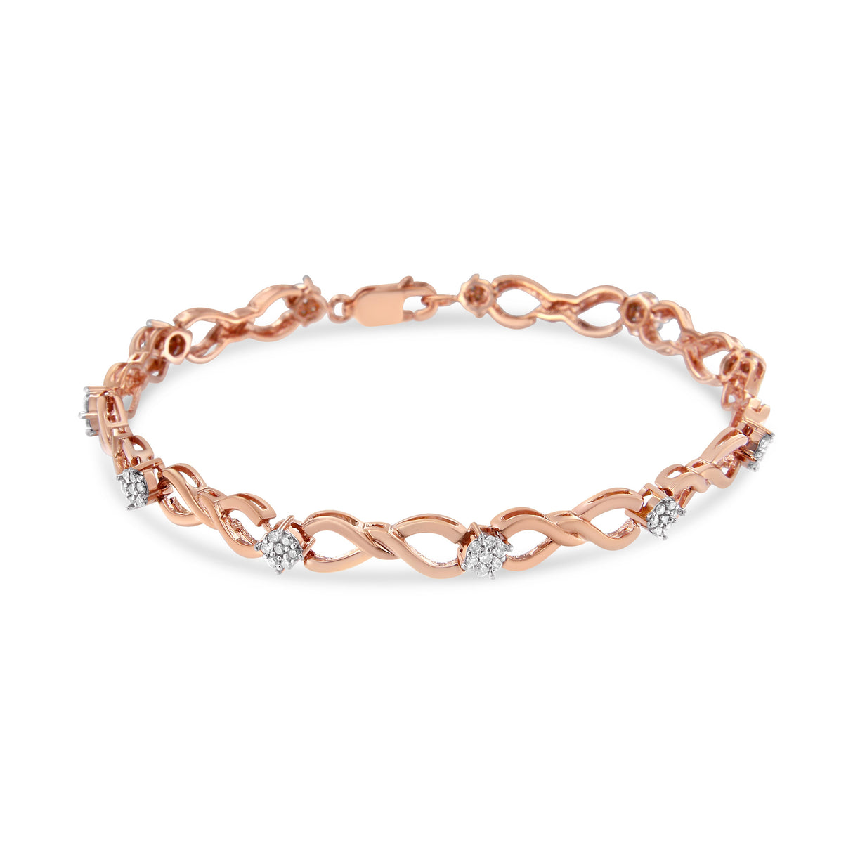 10K Rose Gold Plated .925 Sterling Silver 1/2 Cttw Diamond Infinity Link Tennis Bracelet (H-I Color, I2-I3 Clarity) -7â€