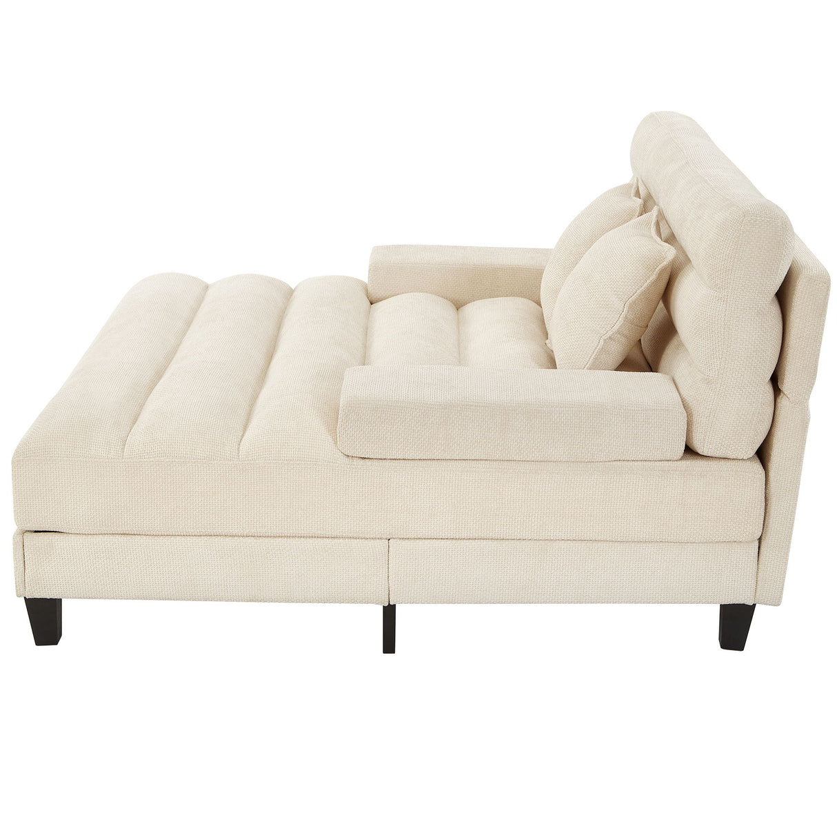 Chaise Bed Lounge Sofa Chair With Adjustable Backrest And LED Light Strip