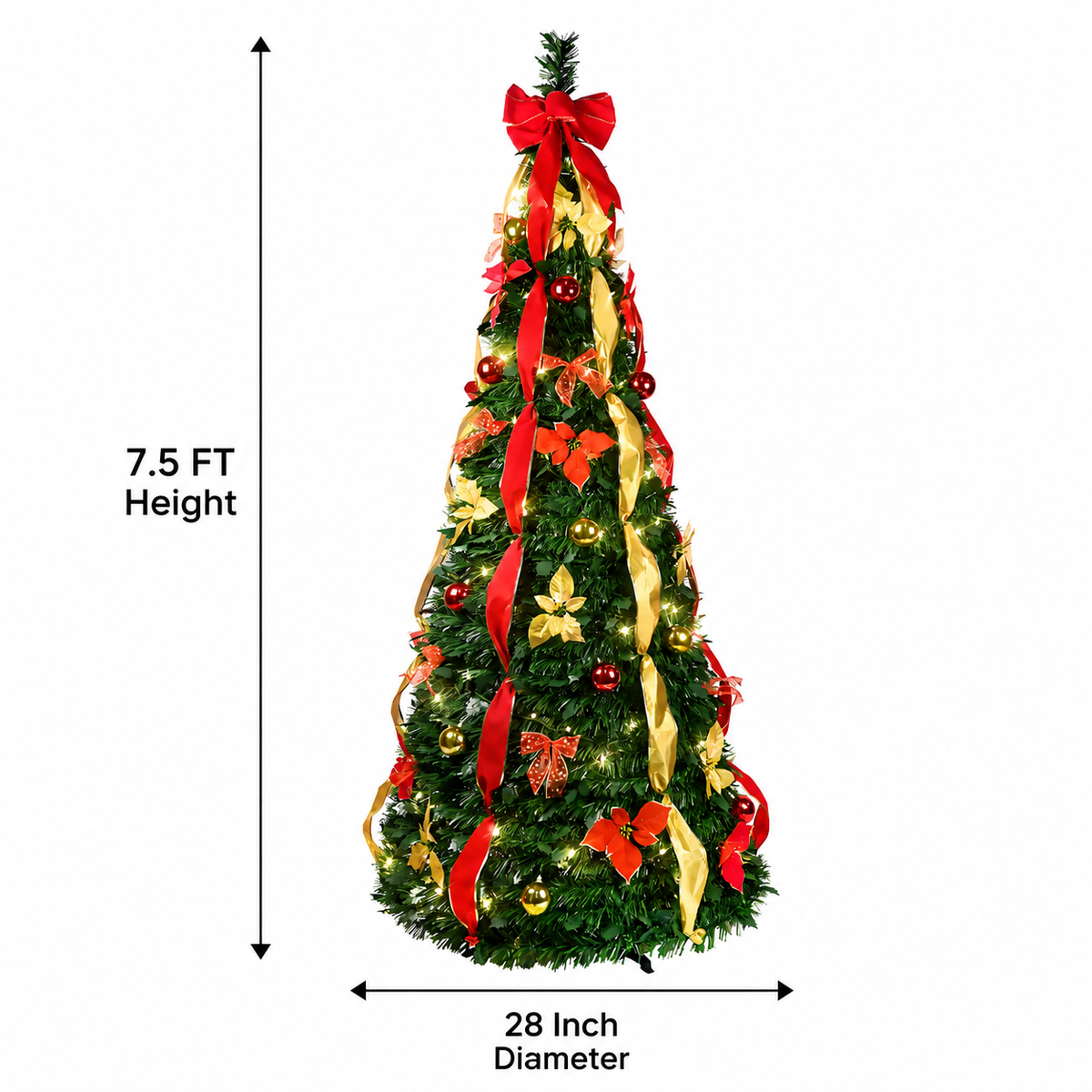 7.5Ft Prelit Pop Up Christmas Tree Decoration
