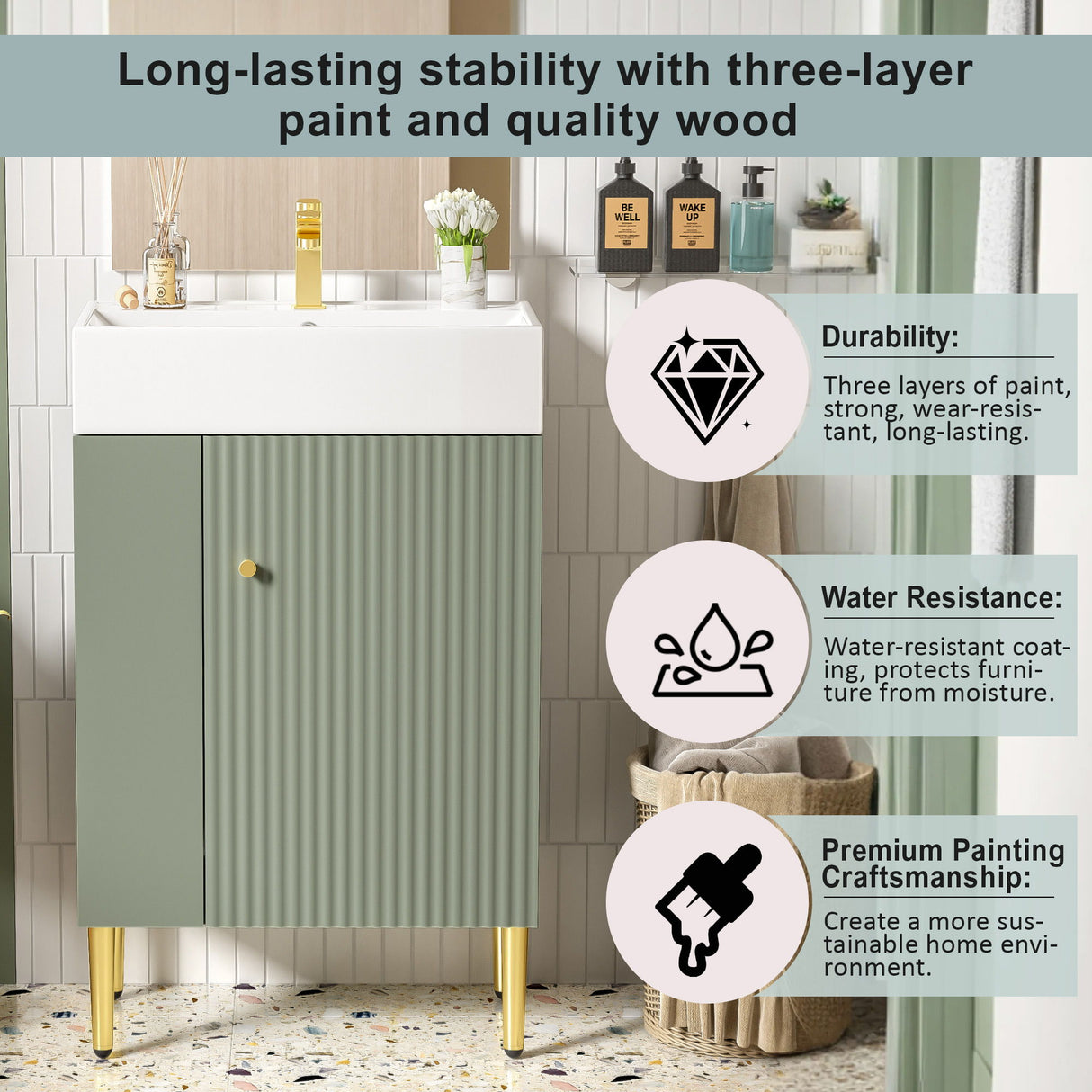 Bathroom Vanity, Combo Cabinet, Bathroom Storage Cabinet, Single Ceramic Sink