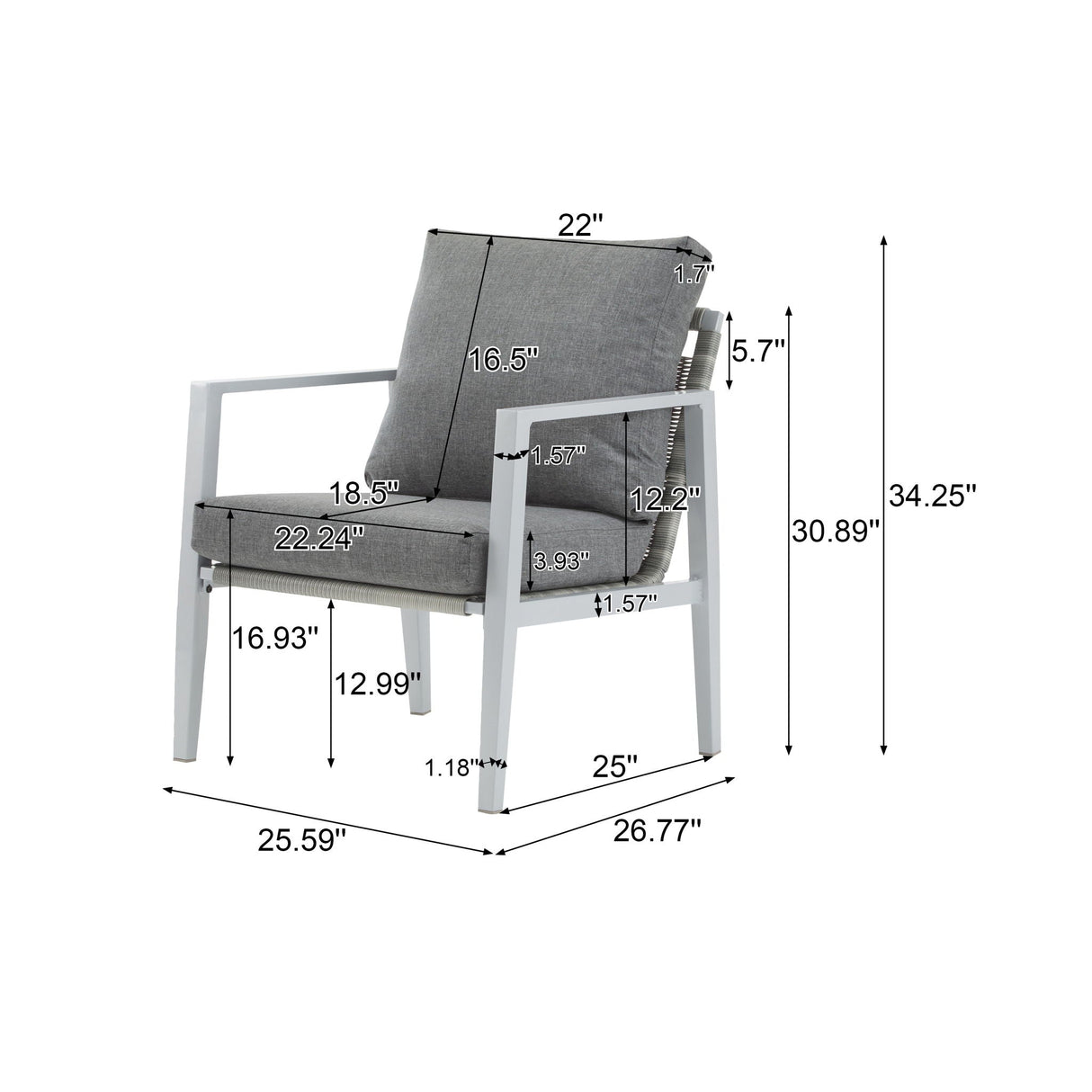 Modern Lounge Chair With Rope Accents And Cushions - Best Buy Furniture