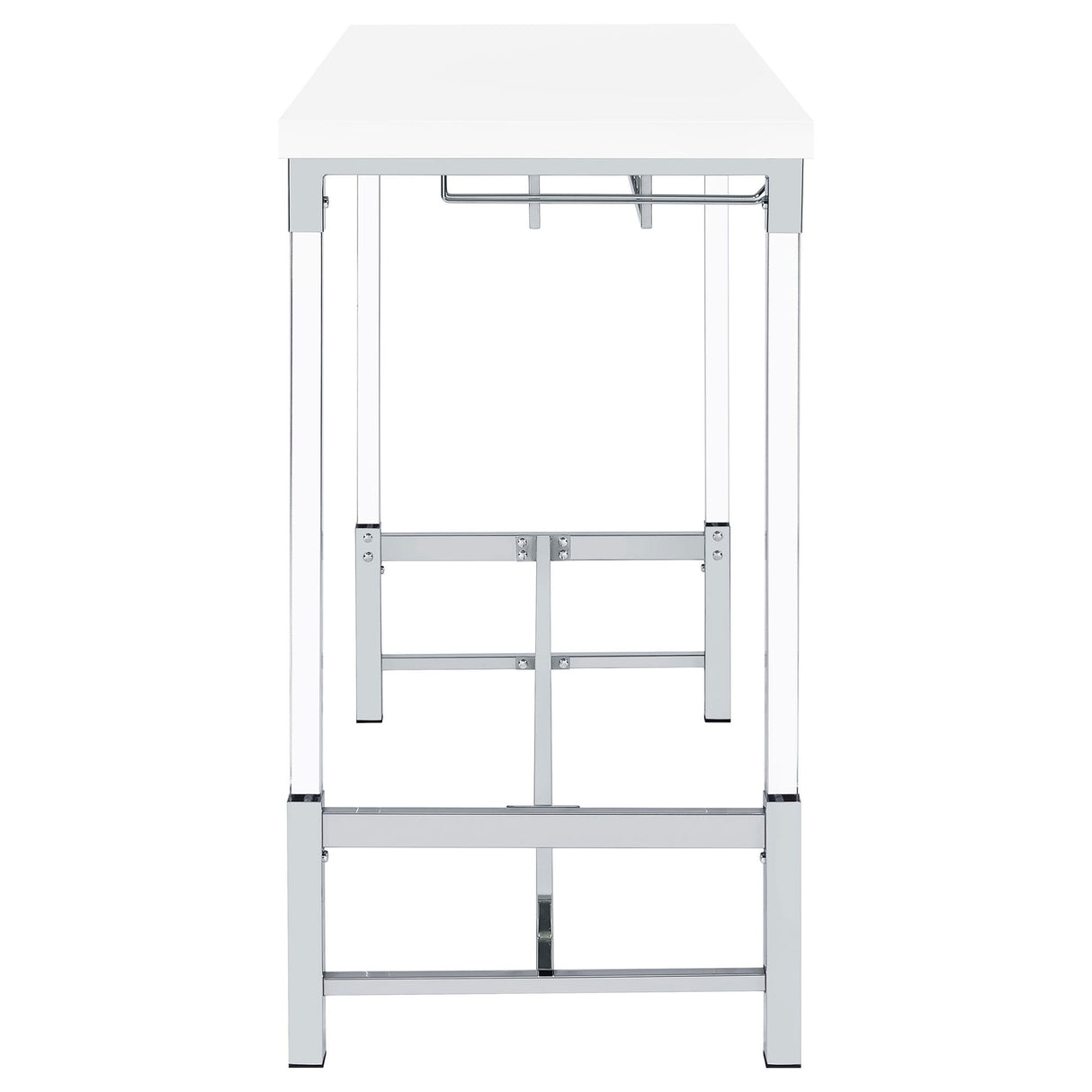 Tonneson - Bar Table With Trestle Base And Wine Storage - White