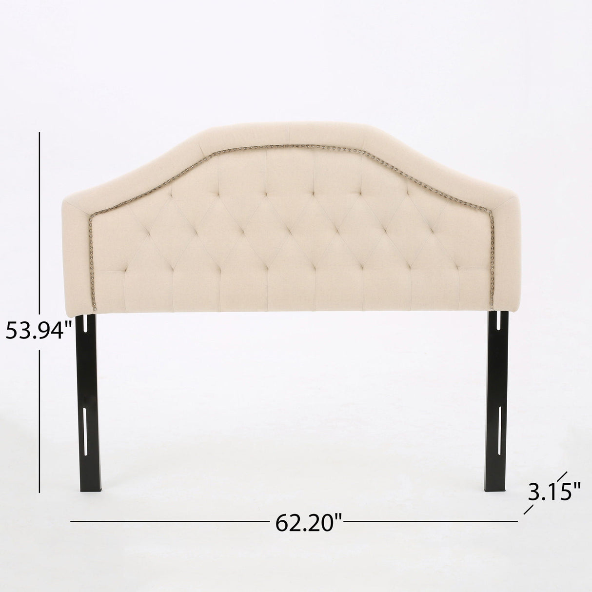 Queen & Full Size Headboard With Diamond Tufting And Nailhead Trim - Beige - Best Buy Furniture