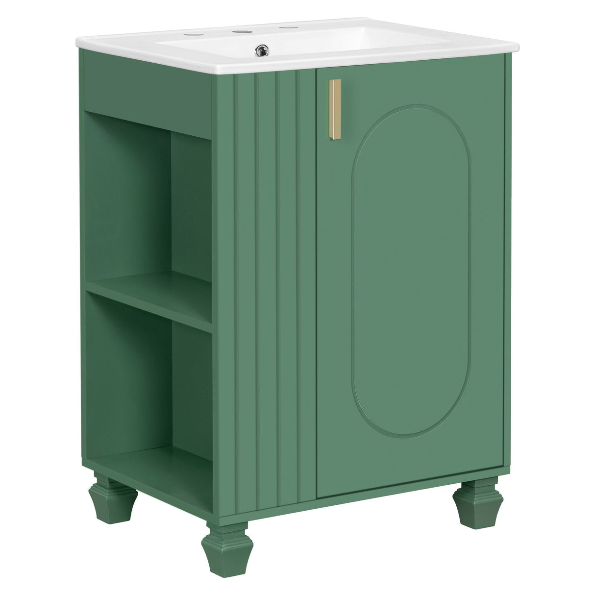 Classic Retro Bathroom Vanity With Sink, Door Shelf, Side Open Storage Frame - Best Buy Furniture