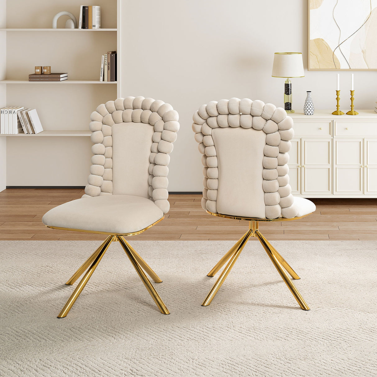 Upholstered Swivel Dining Chairs (Set of 2)