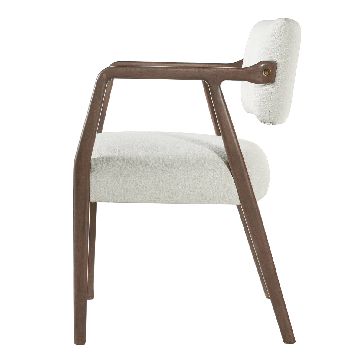 Mid-Century Rubber Wood Upholstered Dining Armchair (Set of 2)