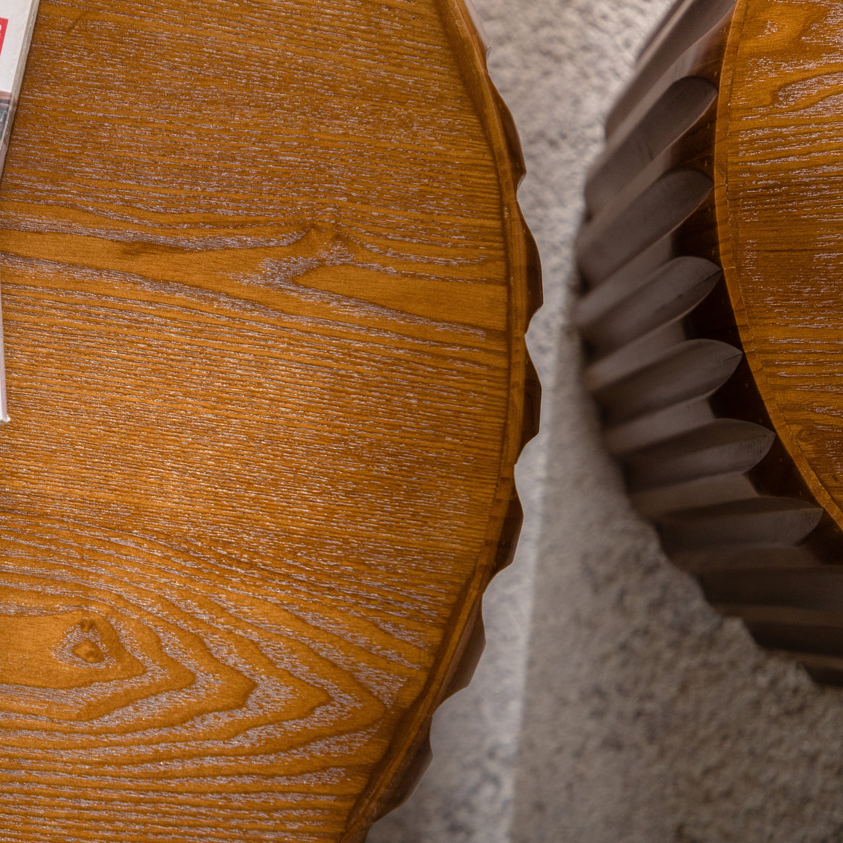 Set of 2 Fluted Round Coffee Tables - Mid-Century Modern Wood