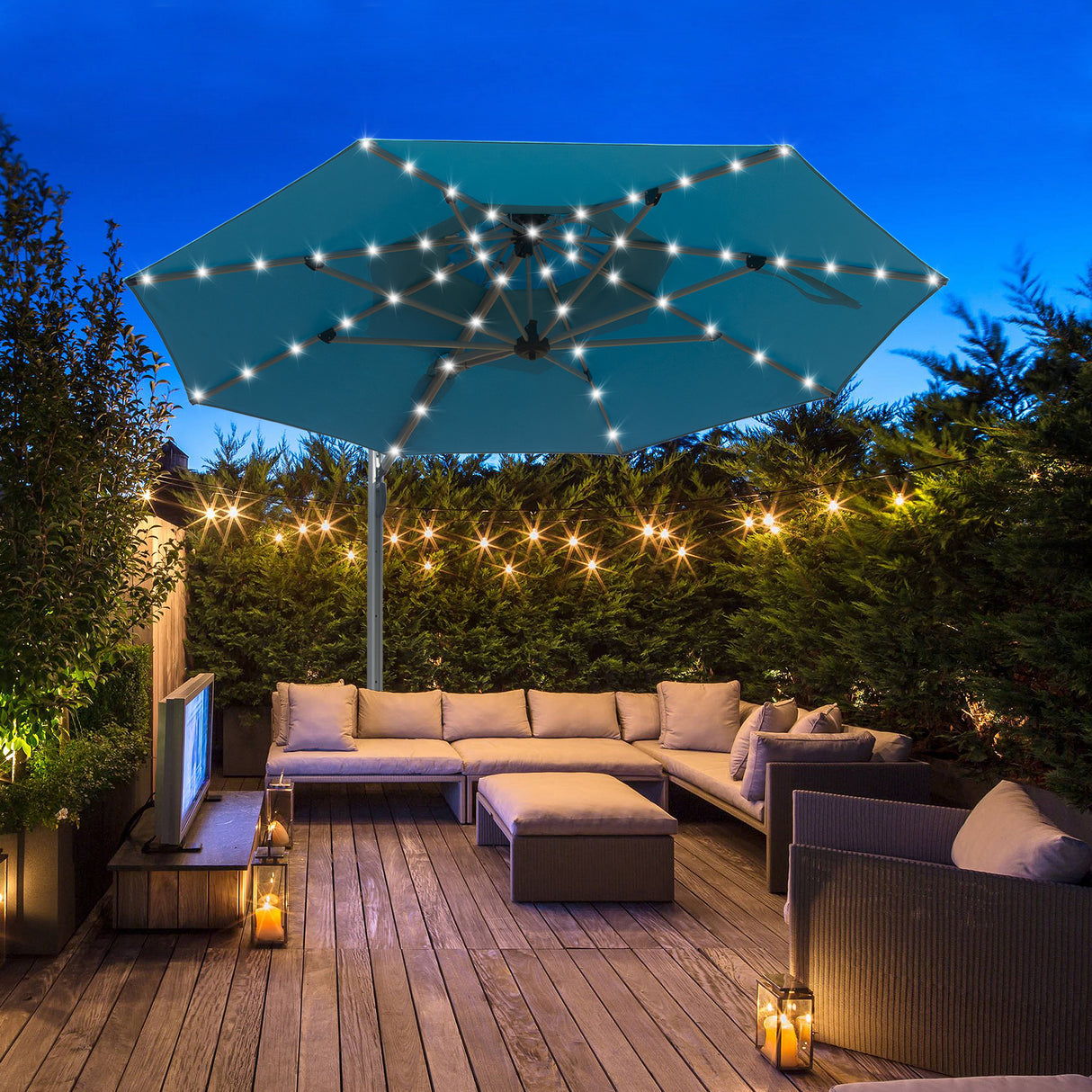 Round Cantilever Umbrella with Center Pole, Lake