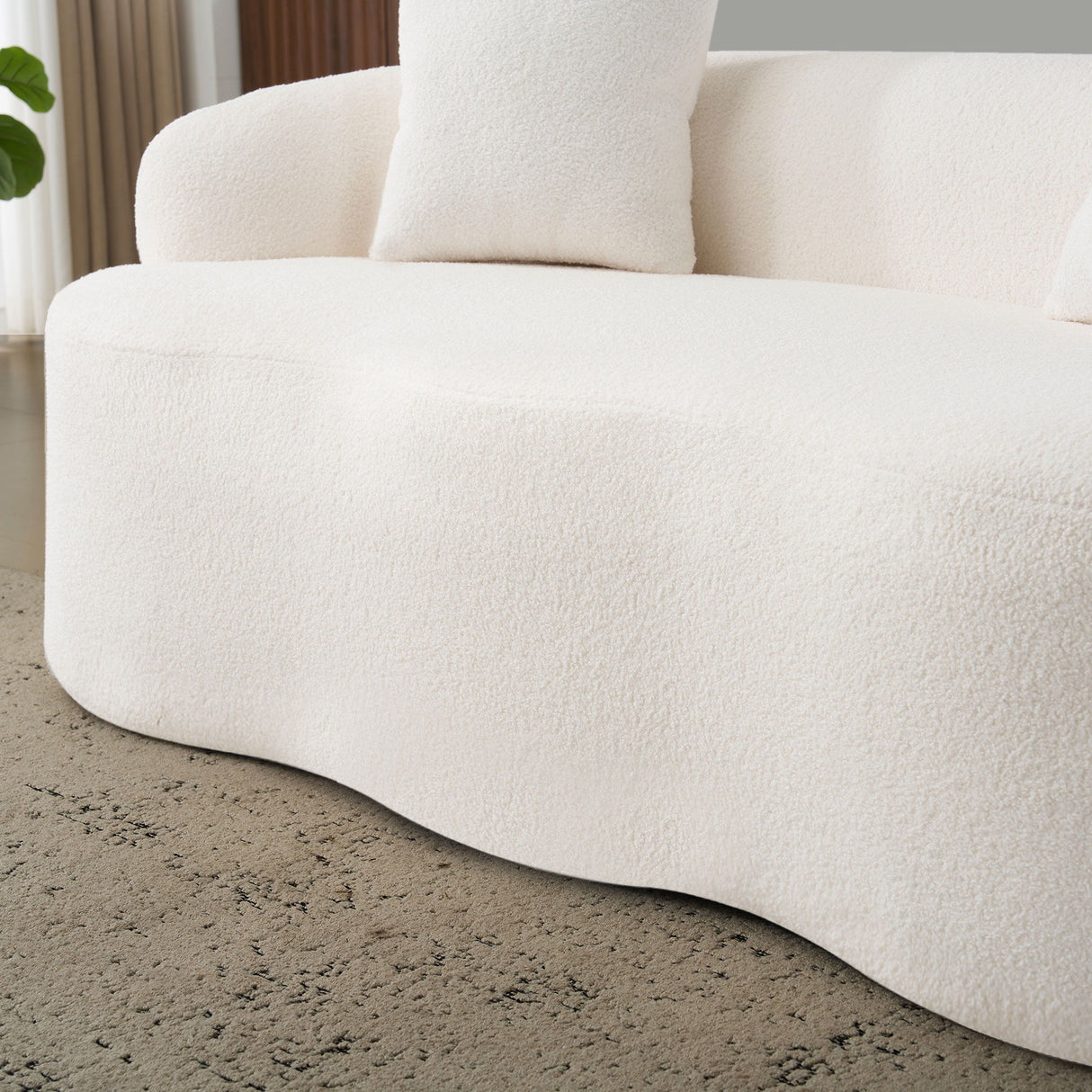 Curved Loveseat Sofa With Round Armrest