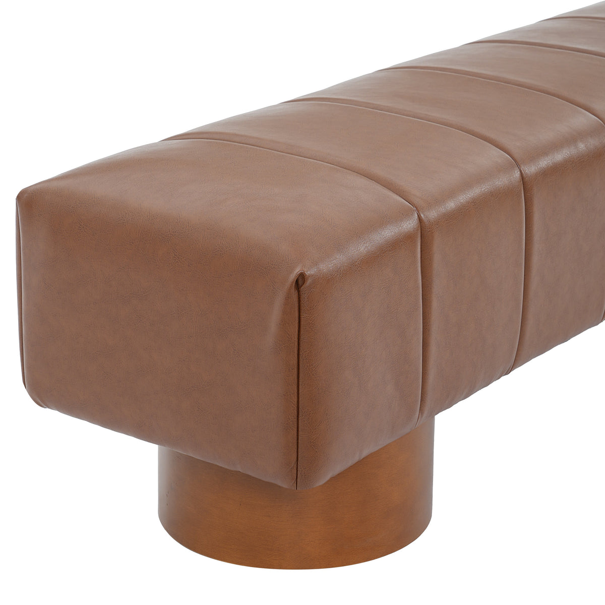 Brown PU Upholstered Indoor Dining Bench