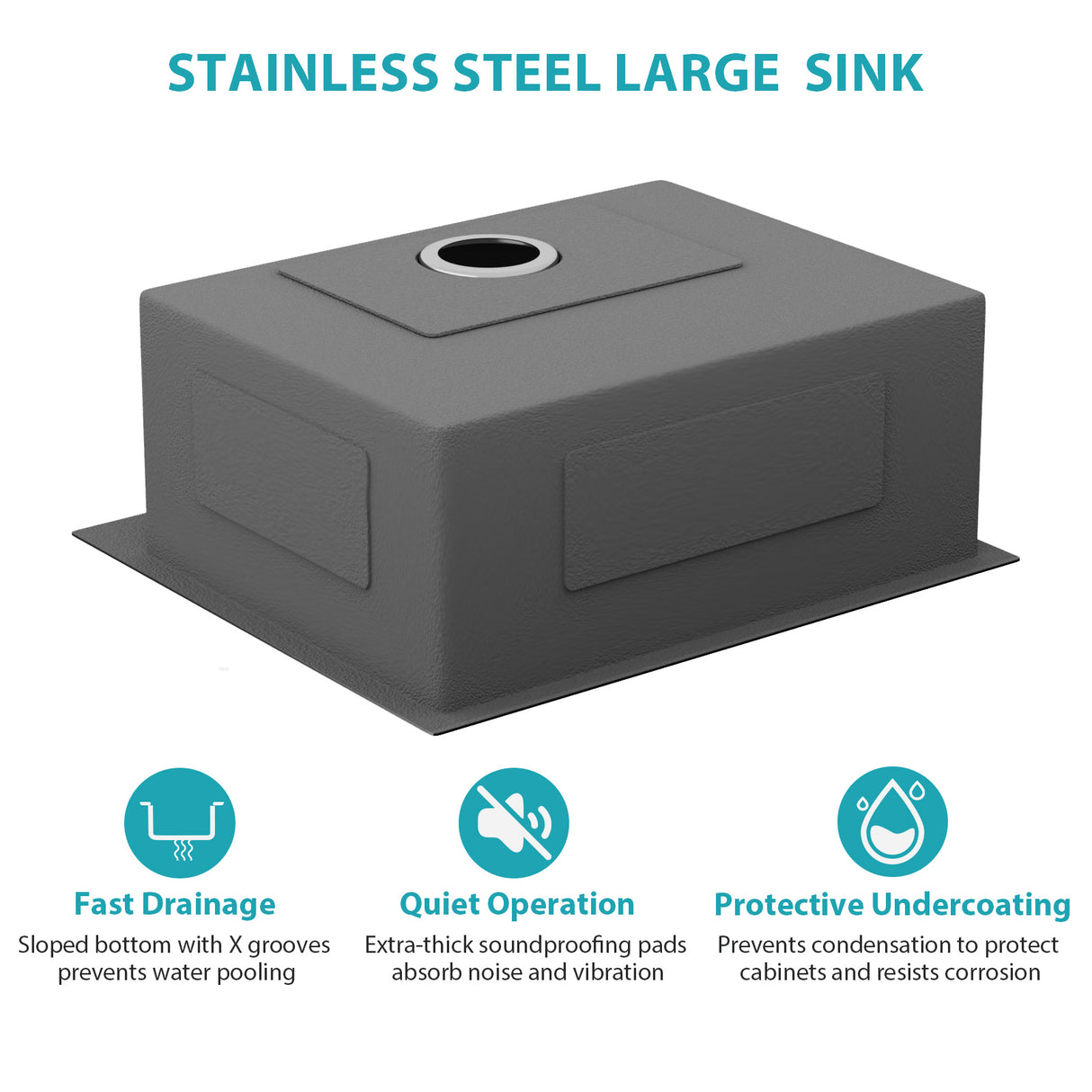 24 x 18 x 9 Inch Kitchen Sink Drop-In 16 Gauge Stainless Steel
