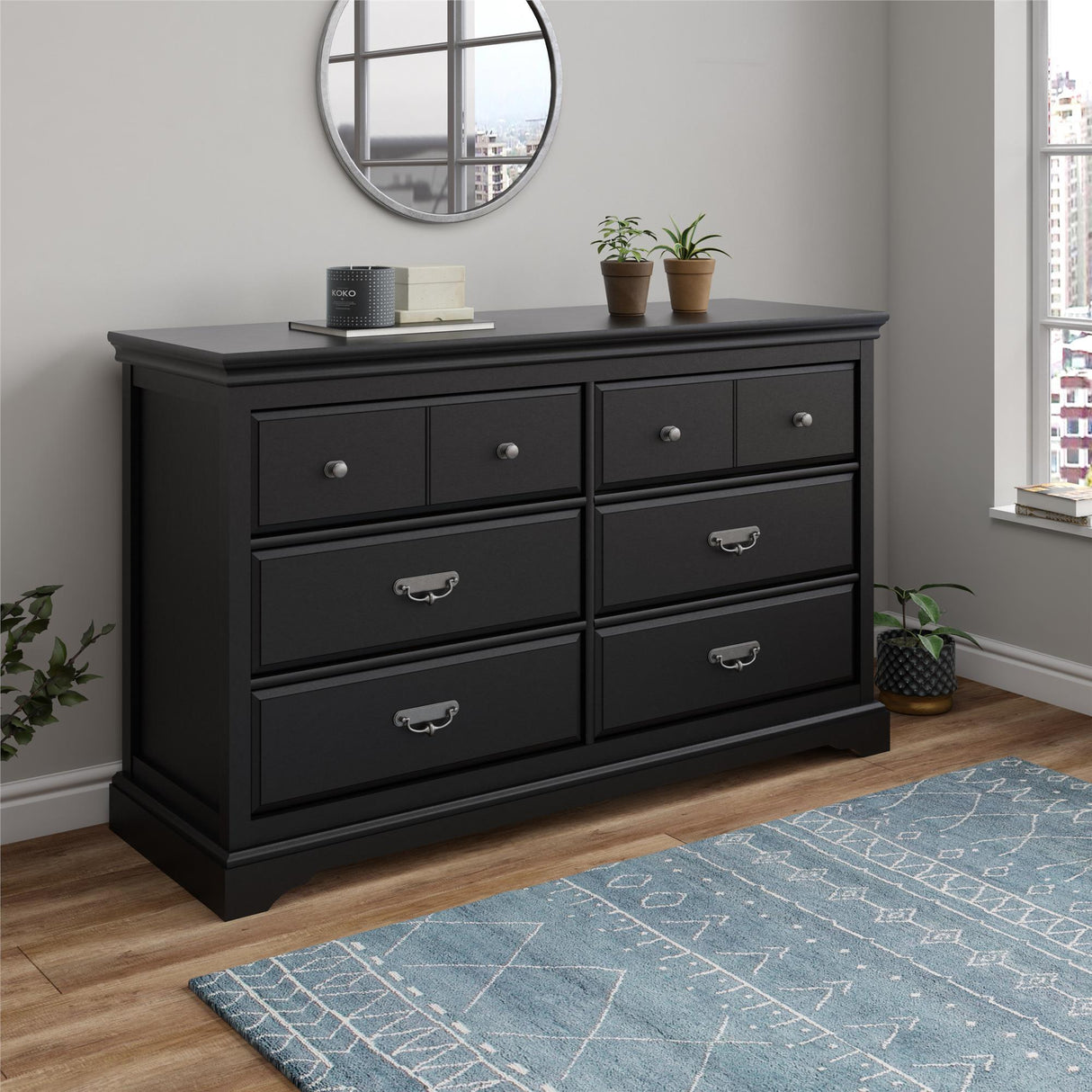 Bristol 6 Drawer Dresser - Black