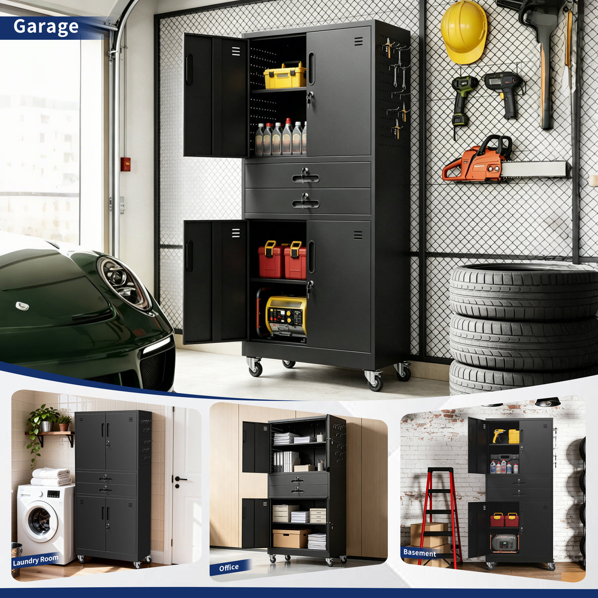 Metal Storage Cabinet with Two Drawers