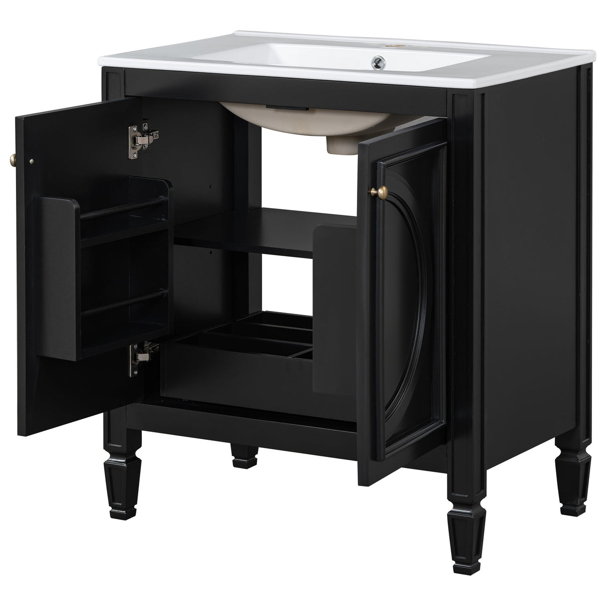 Double Sink Bathroom Vanity Set With Wall Mount Mirror Cabinet
