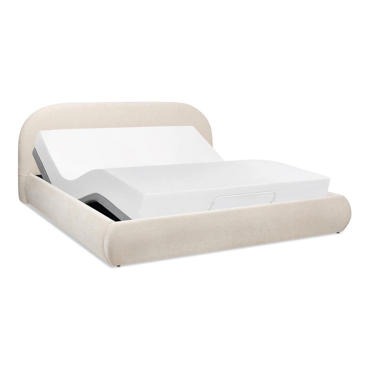 Archie Puffy Grounded Upholstered Platform Bed - Oatmeal Light
