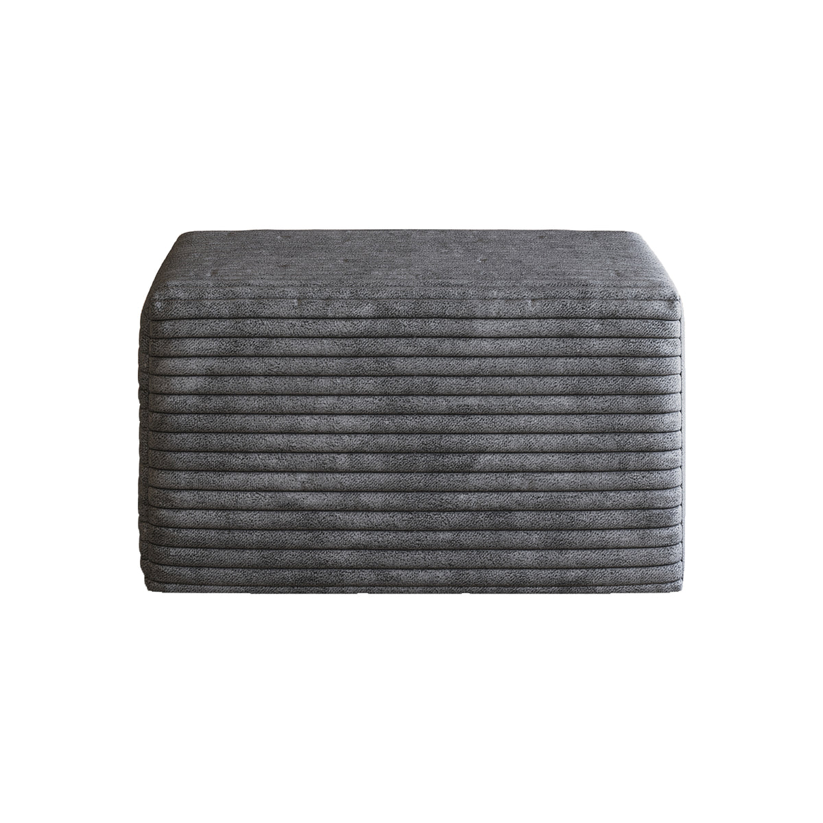 Sofa Ottoman - No Assembly Required - Dark Grey Plush Corduroy Fabric