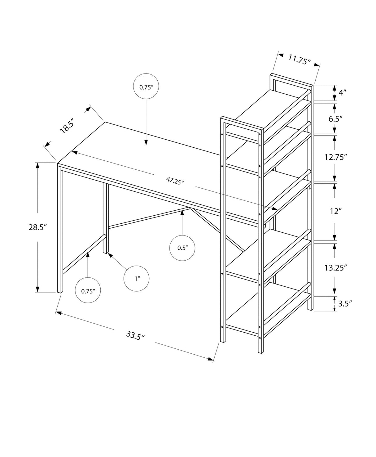 Computer Desk For Home Office, Laptop Storage Shelves - Best Buy Furniture