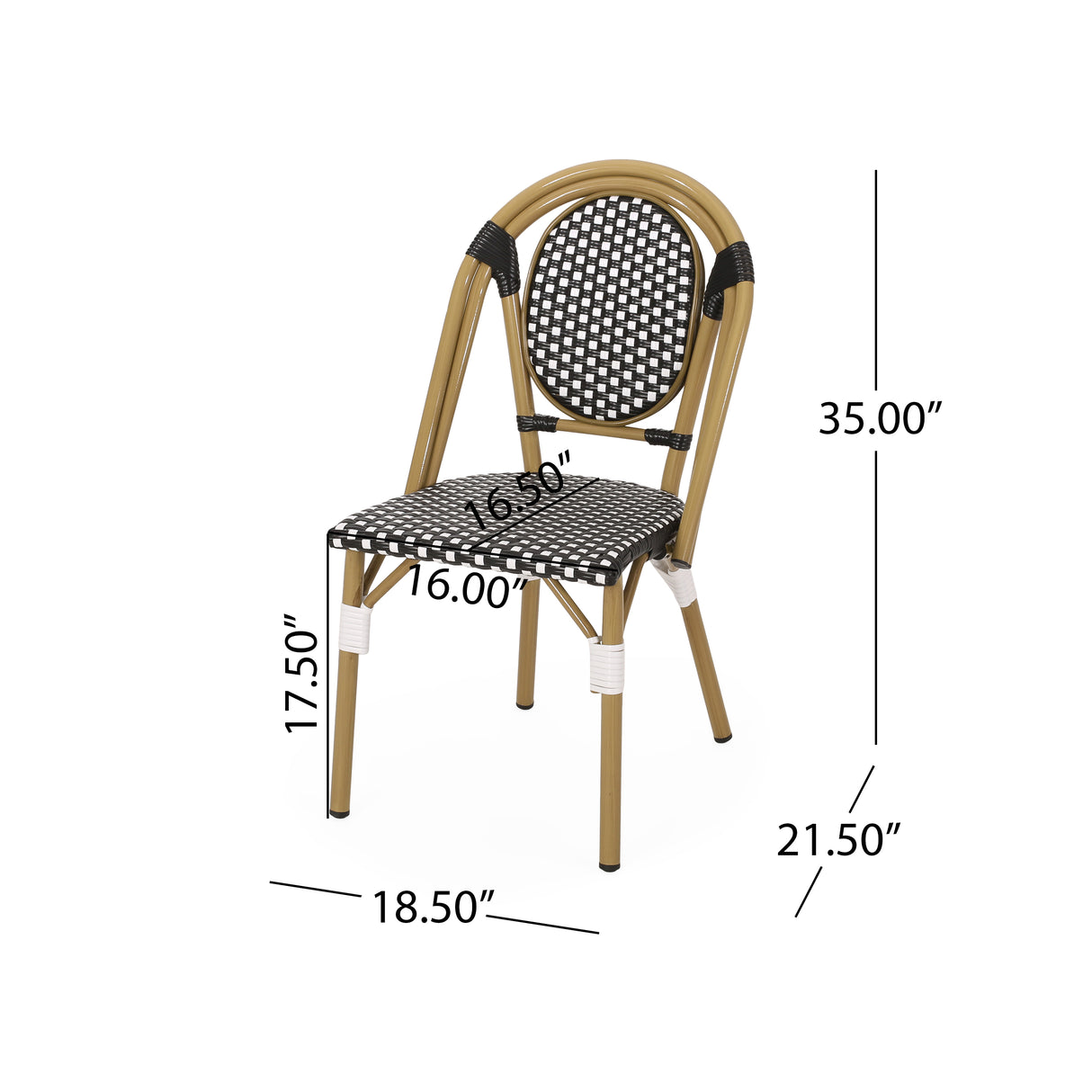 Outdoor PE Rattan and Aluminum French Bistro Chair, Set of 2