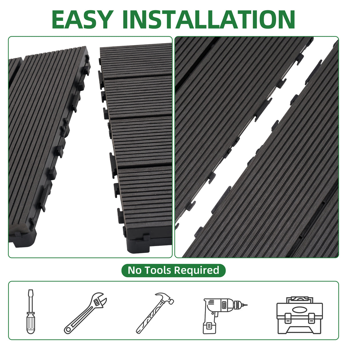 Tiles 9PCS Waterproof Outdoor and Indoor Flooring for Patio, Balcony, Porch, Backyard, Bedroom