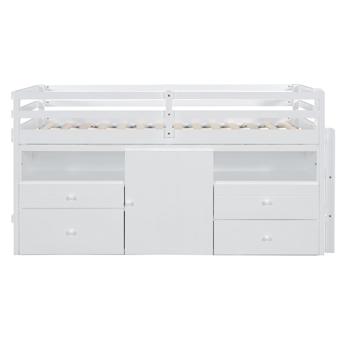 Loft Bed With 4 Drawers, Underneath Cabinet And Shelves