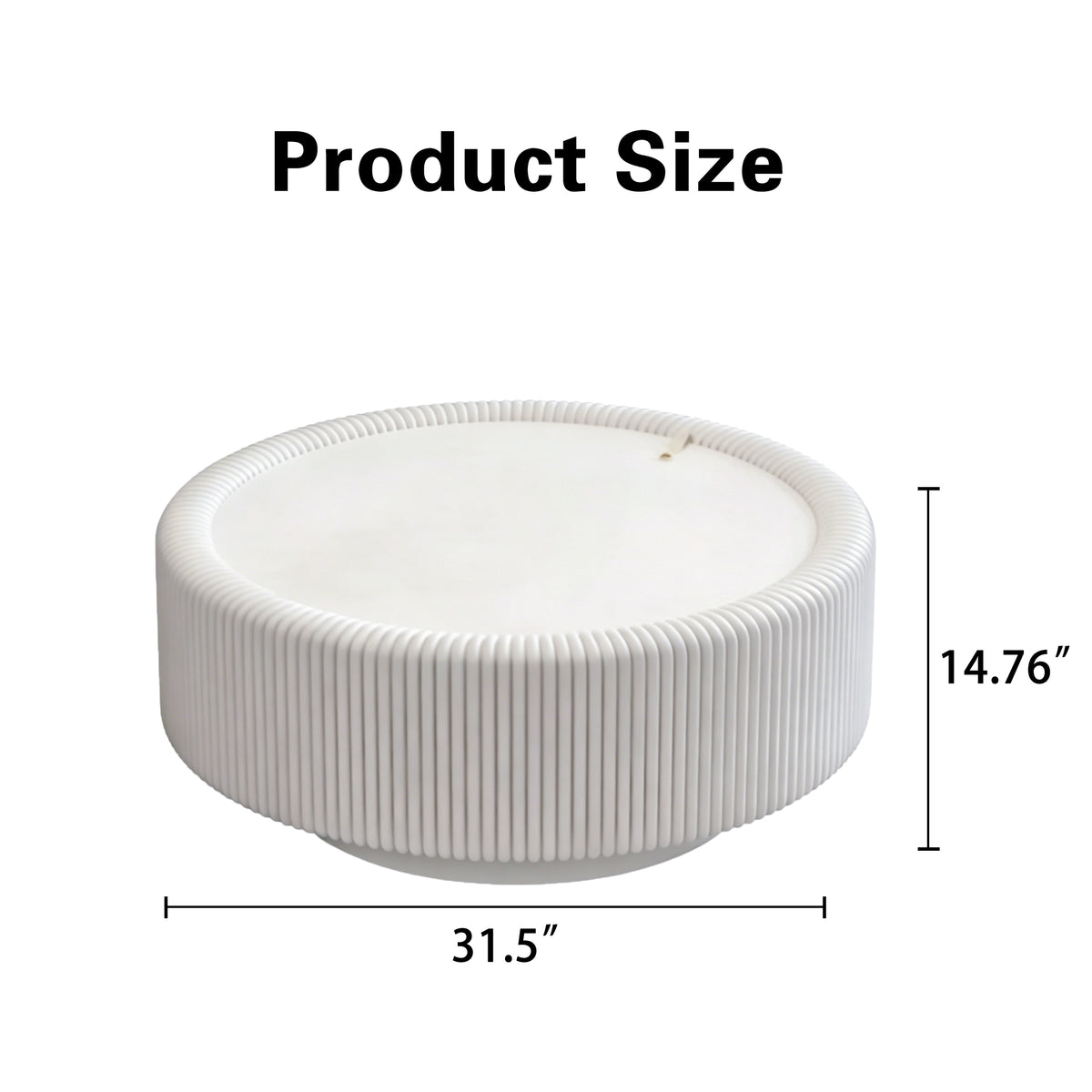 White Round Fluted Coffee Table with Hidden Storage