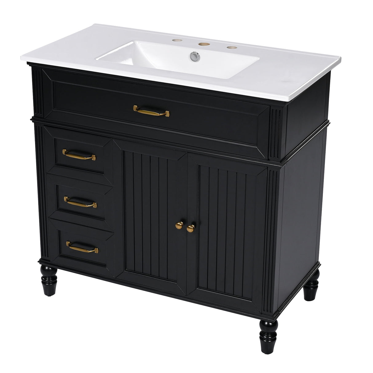 Bathroom Vanity With Sink, Freestanding Cabinet & Drawers