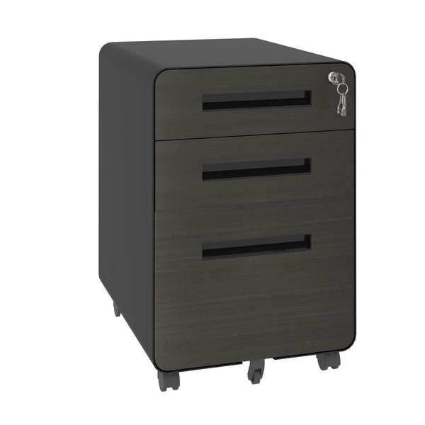 3-Drawer Mobile File Cabinet with Lock and Casters
