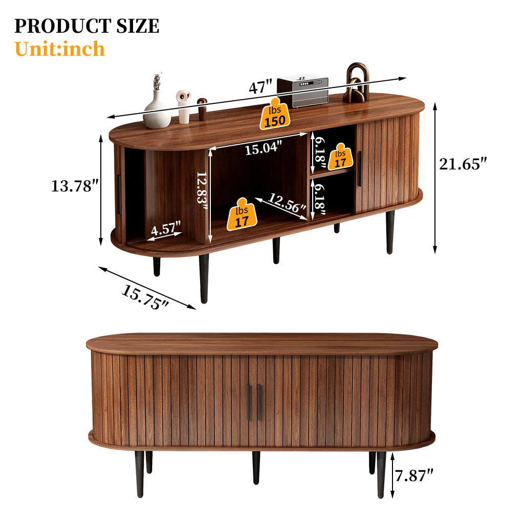 47" Modern TV Console Table with Storage Compartment