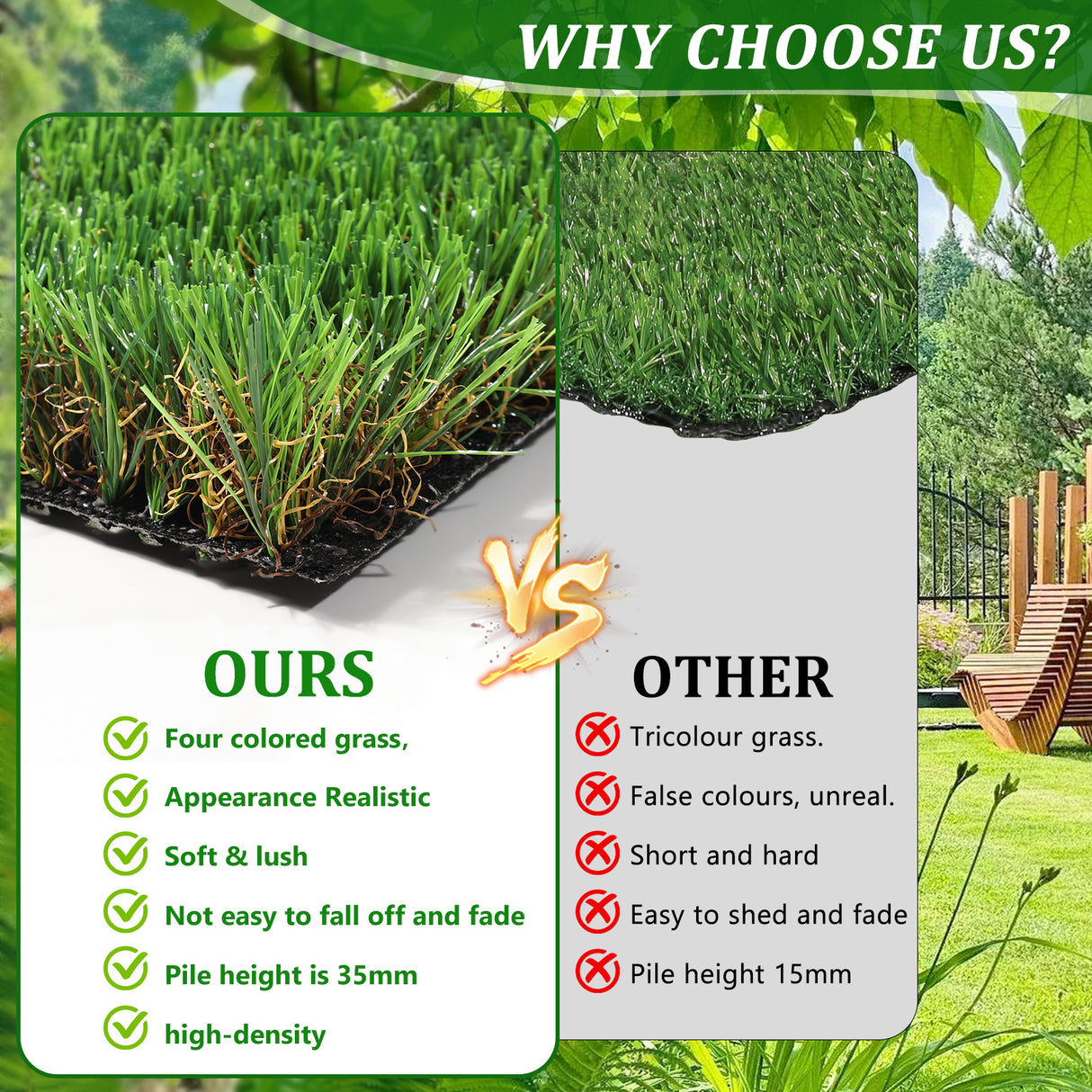 6.5FT X 33FT Outdoor Artificial Grass Runner Rug