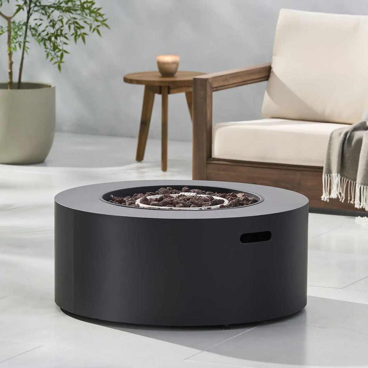 Round Iron Fire Pit With 40,000 Btu - Best Buy Furniture