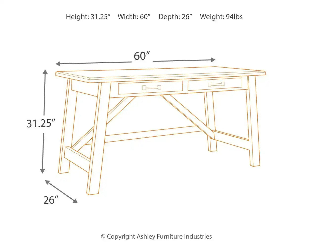 Baldridge - Home Office Large Leg Desk - Rustic Brown - Best Buy Furniture