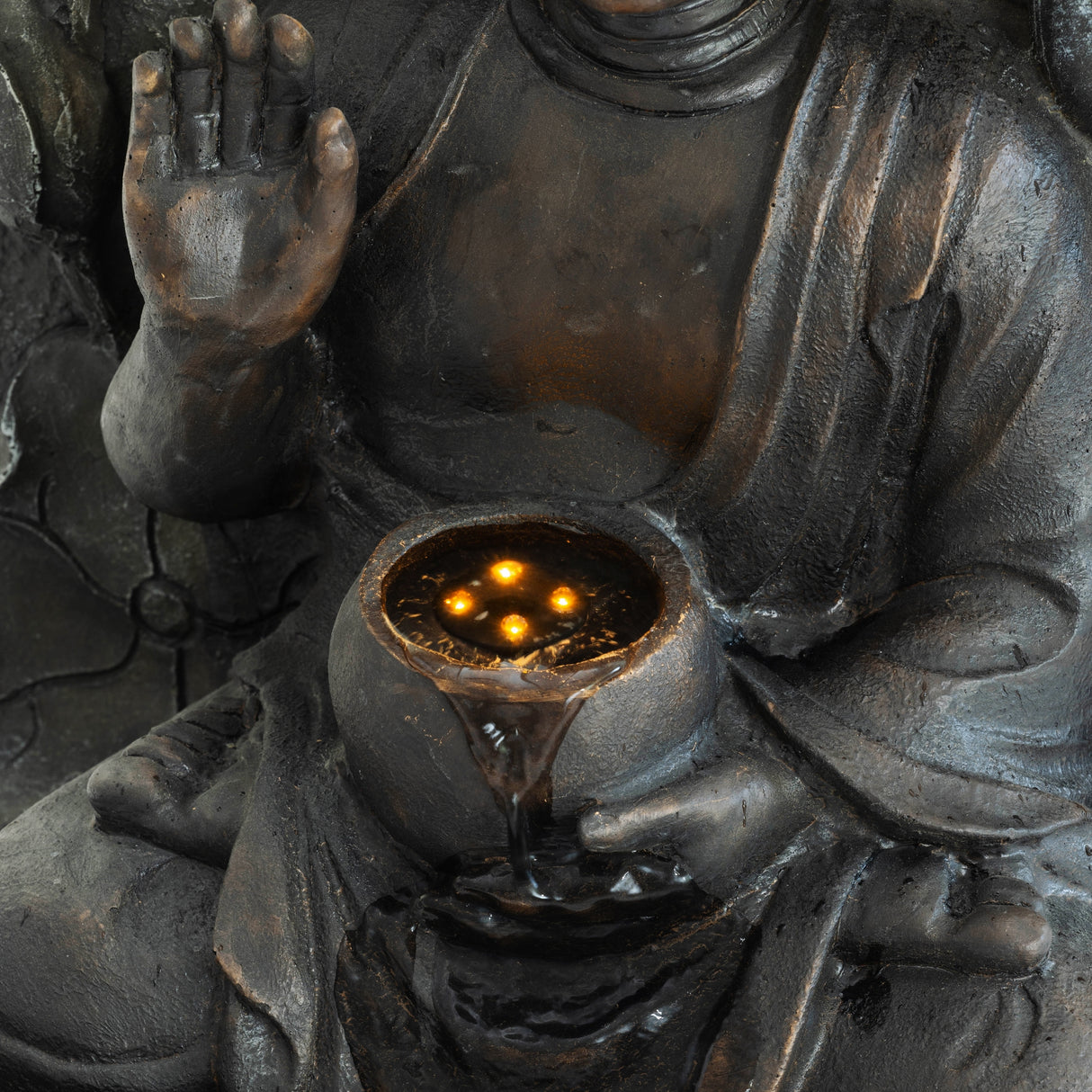 28" H Outdoor Buddha Waterfall Fountain