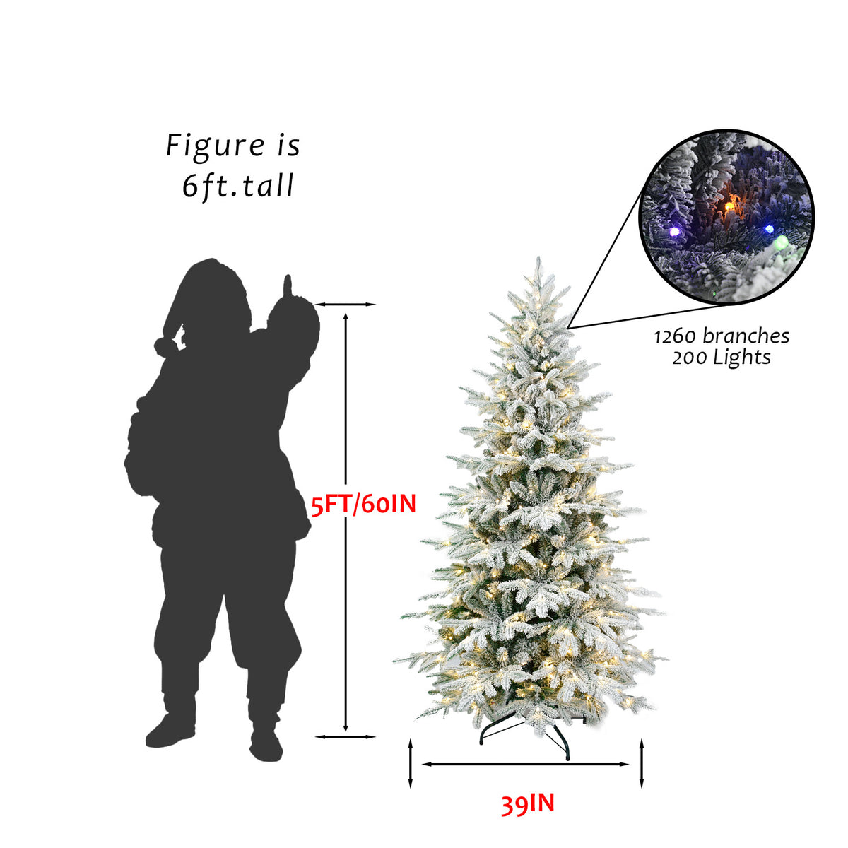 Premium 8FT Flocked Artificial Christmas Tree