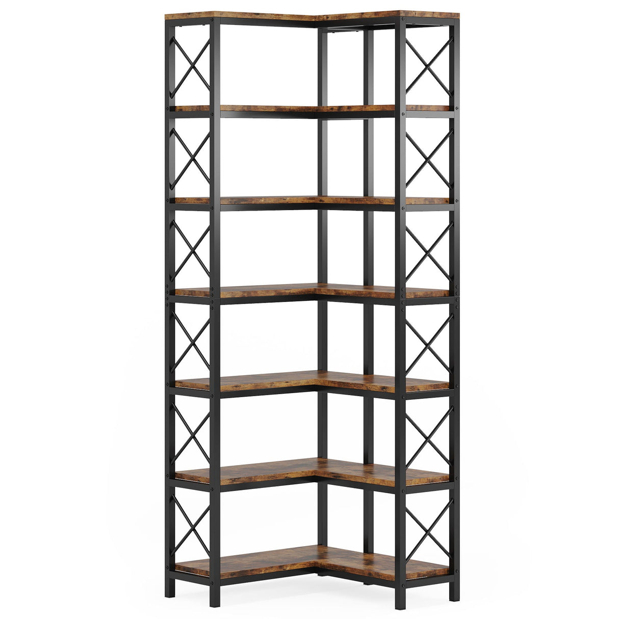 7 Tier Corner Bookshelf Storage Unit for Living Room