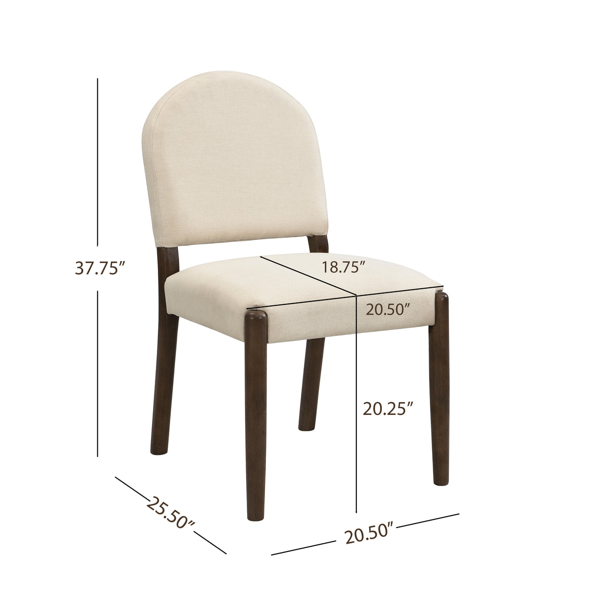 Dining Chairs with Back Mid Century Fabric Upholstered Armless - Set of 2