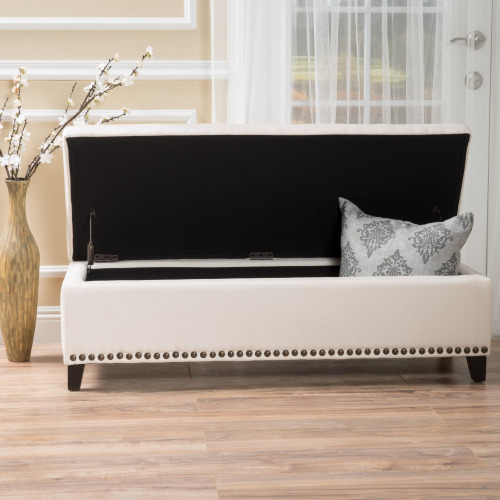 Tufted Storage Ottoman with Nailhead Trim