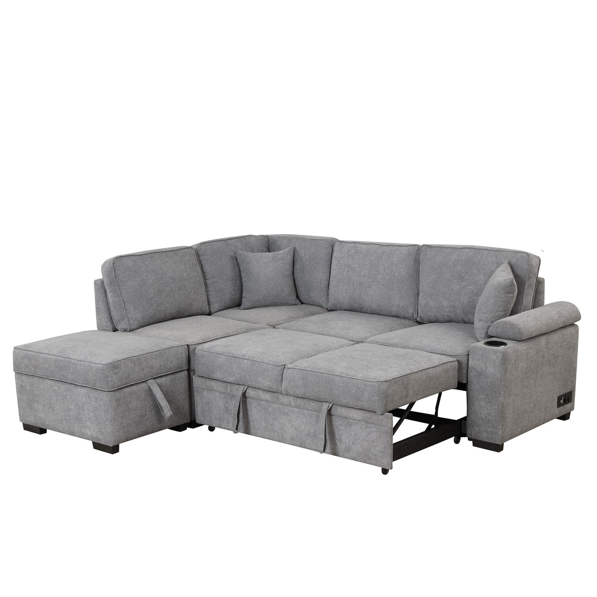 Sleeper Sofa Bed, 2 In 1 Pull Out Sofa Bed L Shape Couch With Storage Ottoman For Living Room, Bedroom Couch And Small Apartment