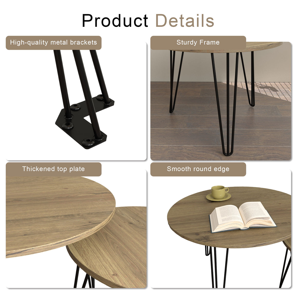 Round Nesting Coffee Table For Living Room (Set of 2)