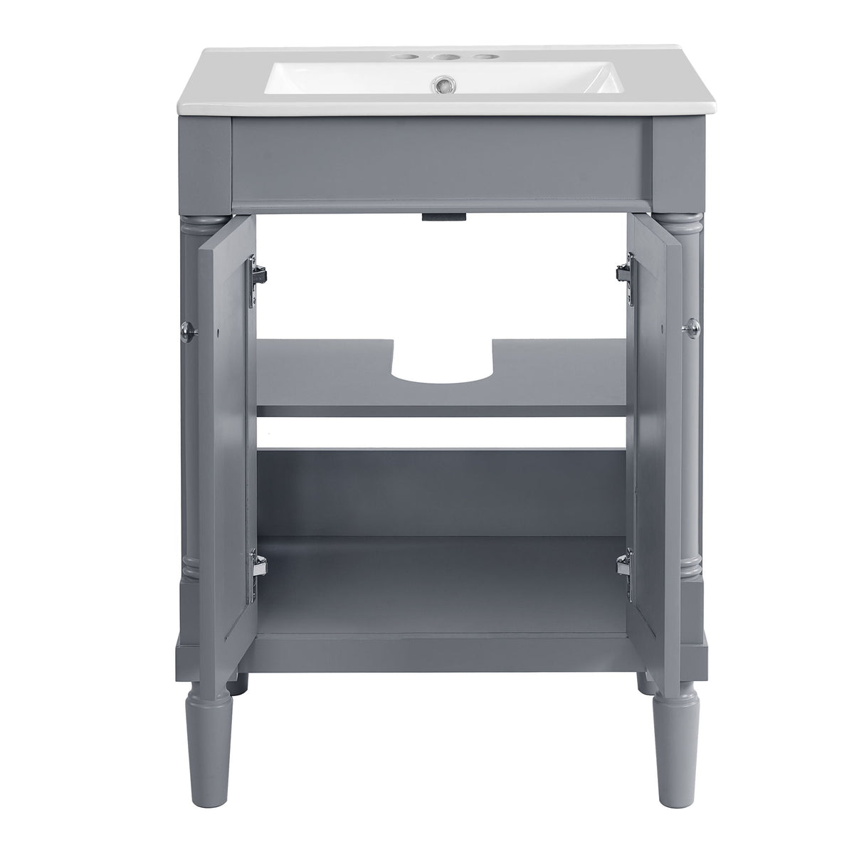 Bathroom Vanity With Top Sink, 2 Tier Storage Cabinet