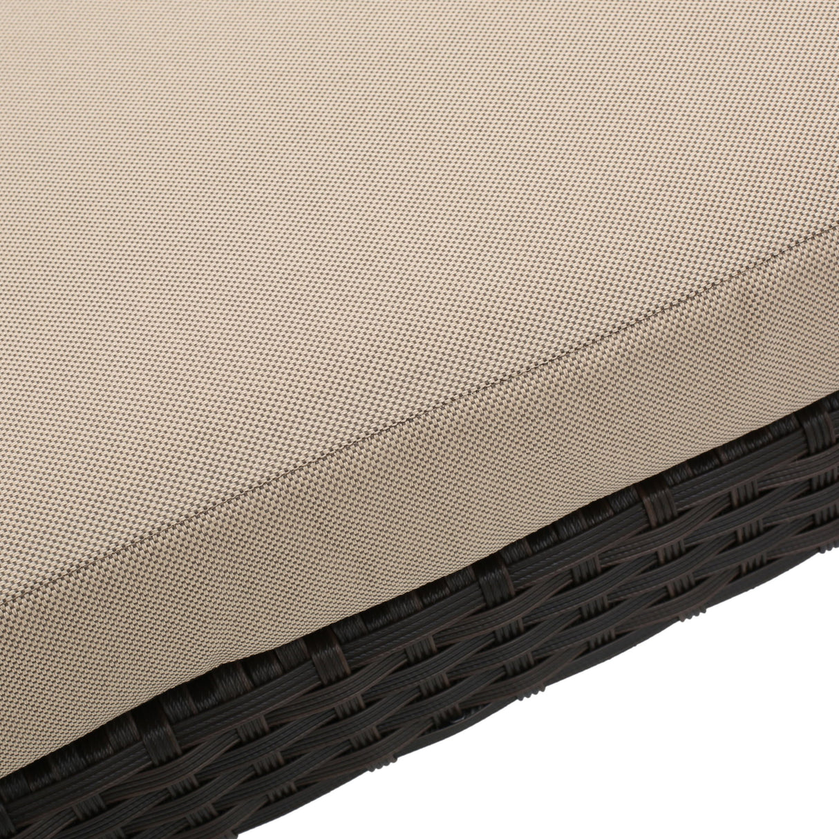Puerta - Chaise Lounge Frame Cushion Outdoor Wicker Iron - Beige / Dark Brown
