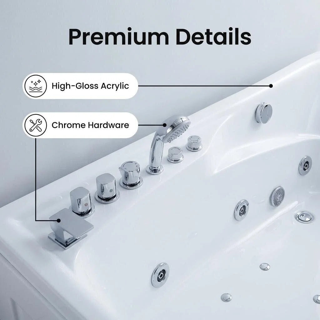 67 in. x 34 in. Acrylic Whirlpool Bathtub with Center Drain