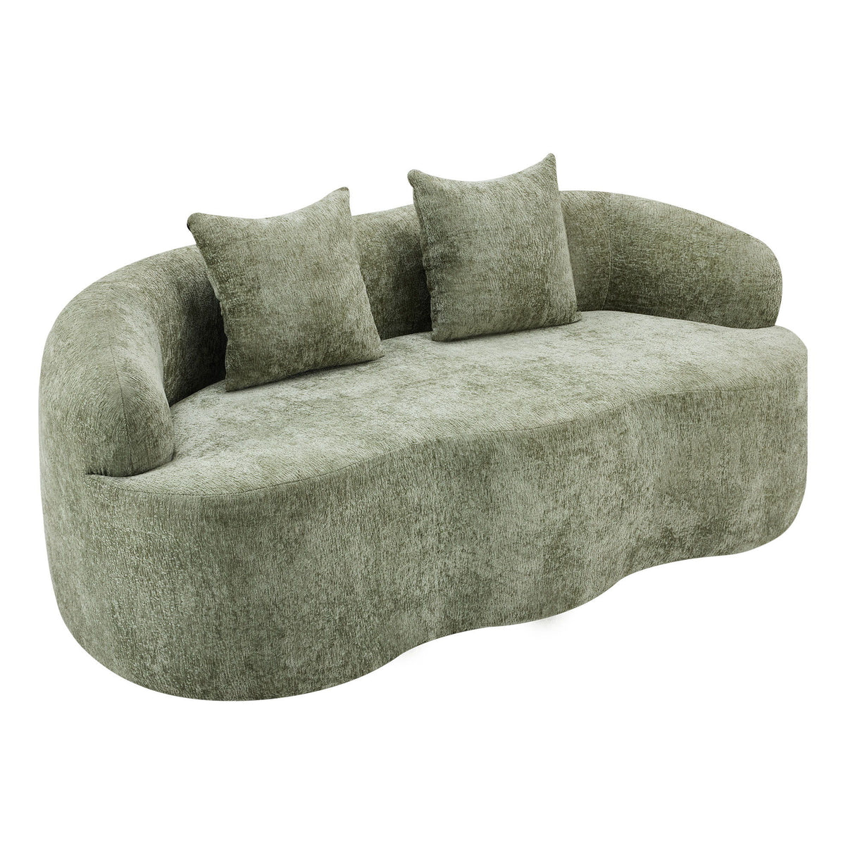 Curved Loveseat Sofa With Round Armrest