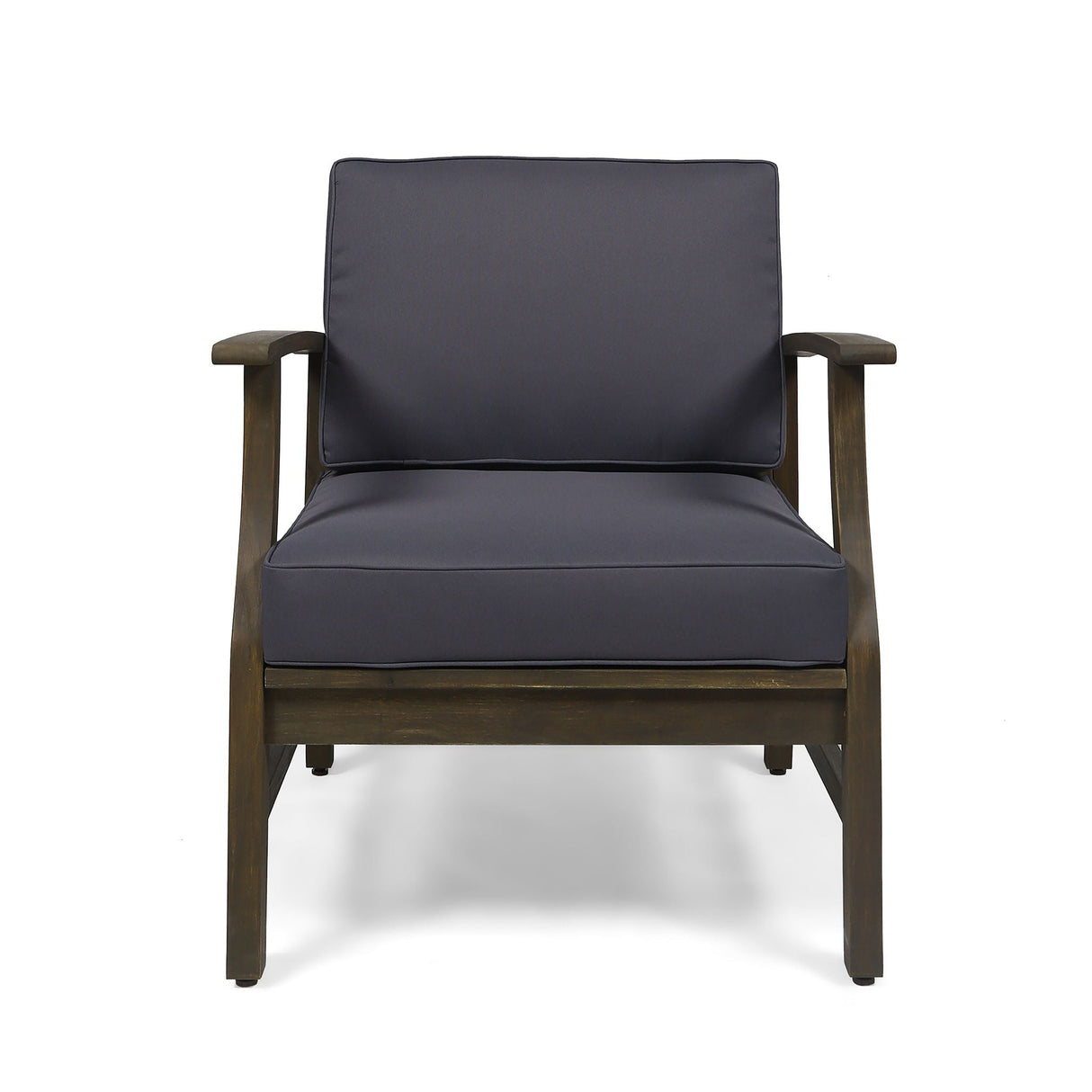 Enchanting Outdoor Club Chair With Slat Panel Design And Water Resistant Cushion - Dark Gray - Best Buy Furniture