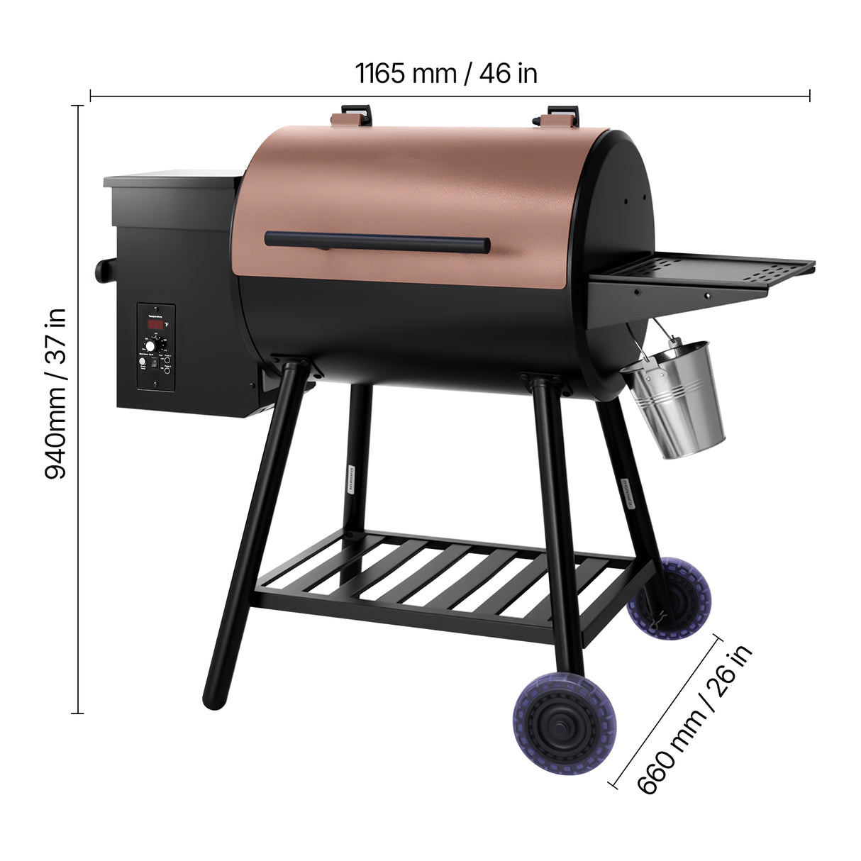 Wood Pellet Grill Smoker Outdoor Electric BBQ Grills 456 Sq.in Cook Area