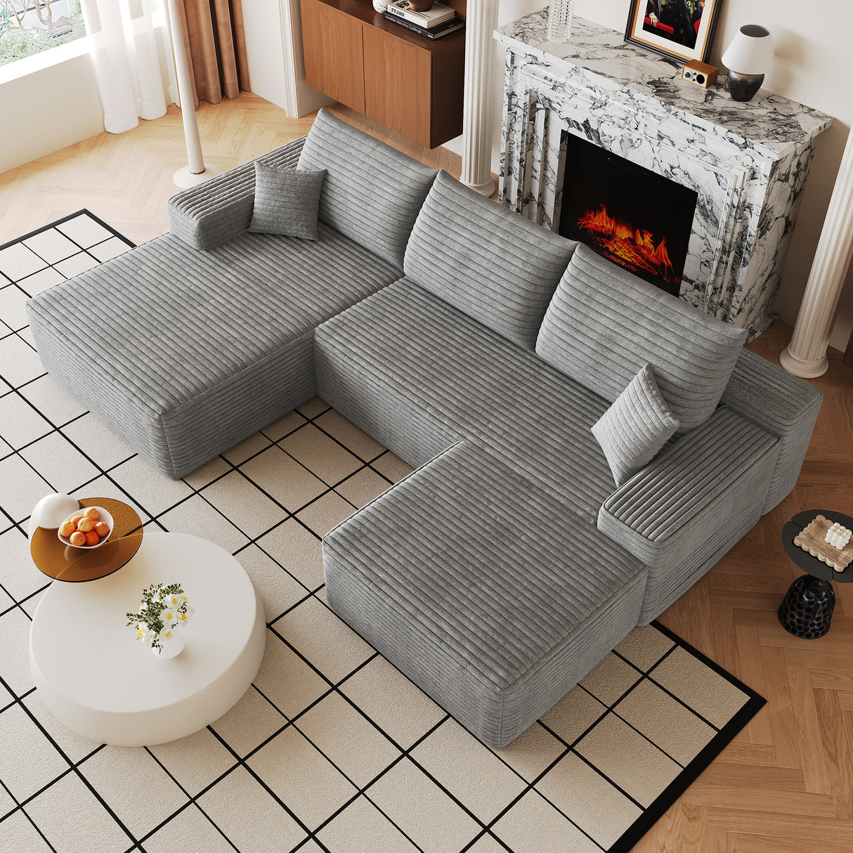107" Cloud Sectional Sofa with 1 Ottoman