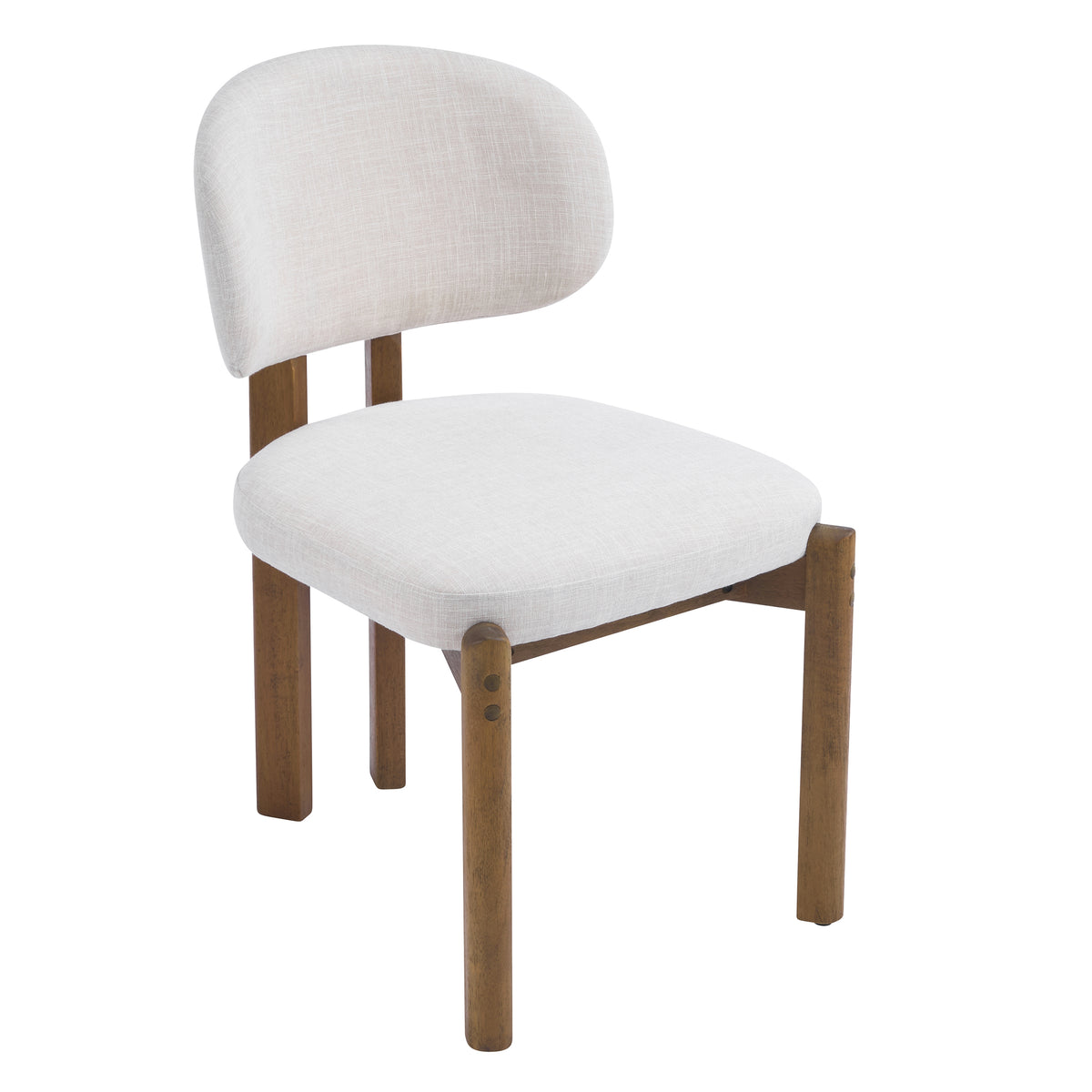 Beige Upholstered Mid-Century Dining Chair
