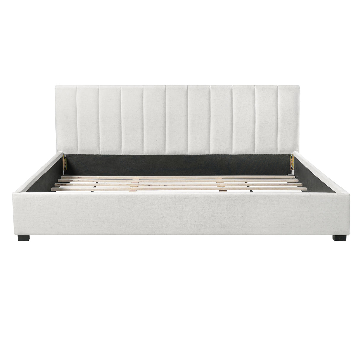 King Size Upholstered Bed Frame with Linen Blend Fabric