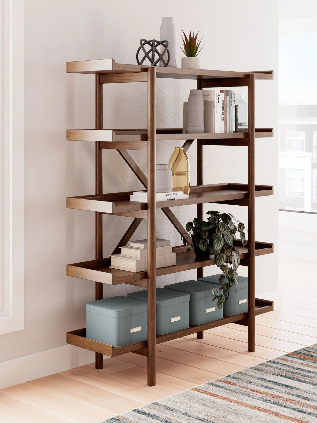 Lyncott - Bookcase - Brown - Best Buy Furniture