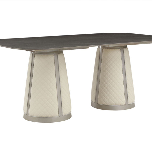 Kasa - Sintered Stone Top Dining Table - Stone Gray / Champagne - Best Buy Furniture
