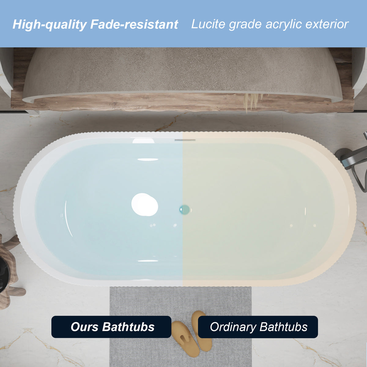 67" Linear Acrylic Freestanding Bathtub
